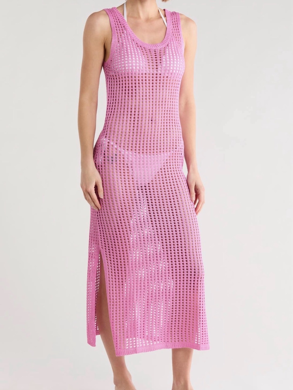 Open knit cover-up dress